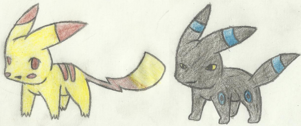 Galerie de dydyvitesse - Dessin de pikachu et noctali shiney.