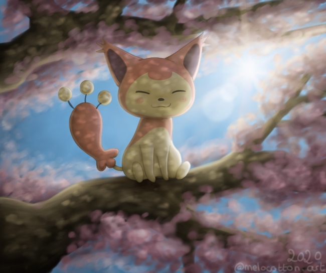 Galerie de Melocotton - Skitty dans les fleurs ! (draw this again)